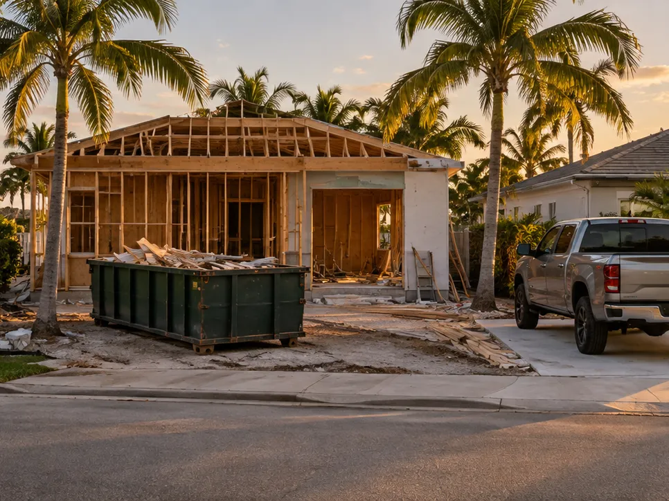 A house stripped to its frame