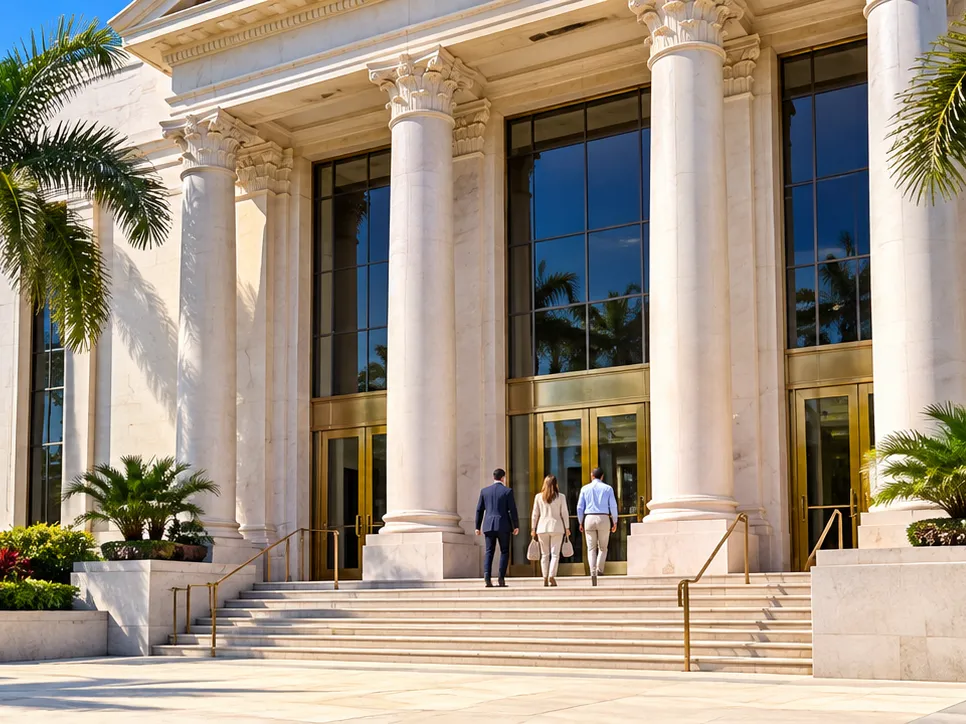 The columns, the doors and the steps