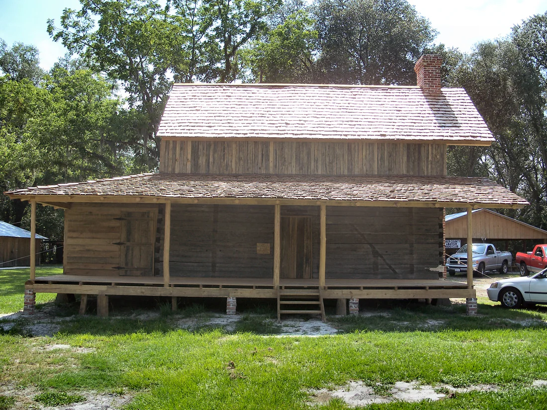 The Burnsed Blockhouse, built of local pine and moved to Heritage Park in Macclenny, 2007.