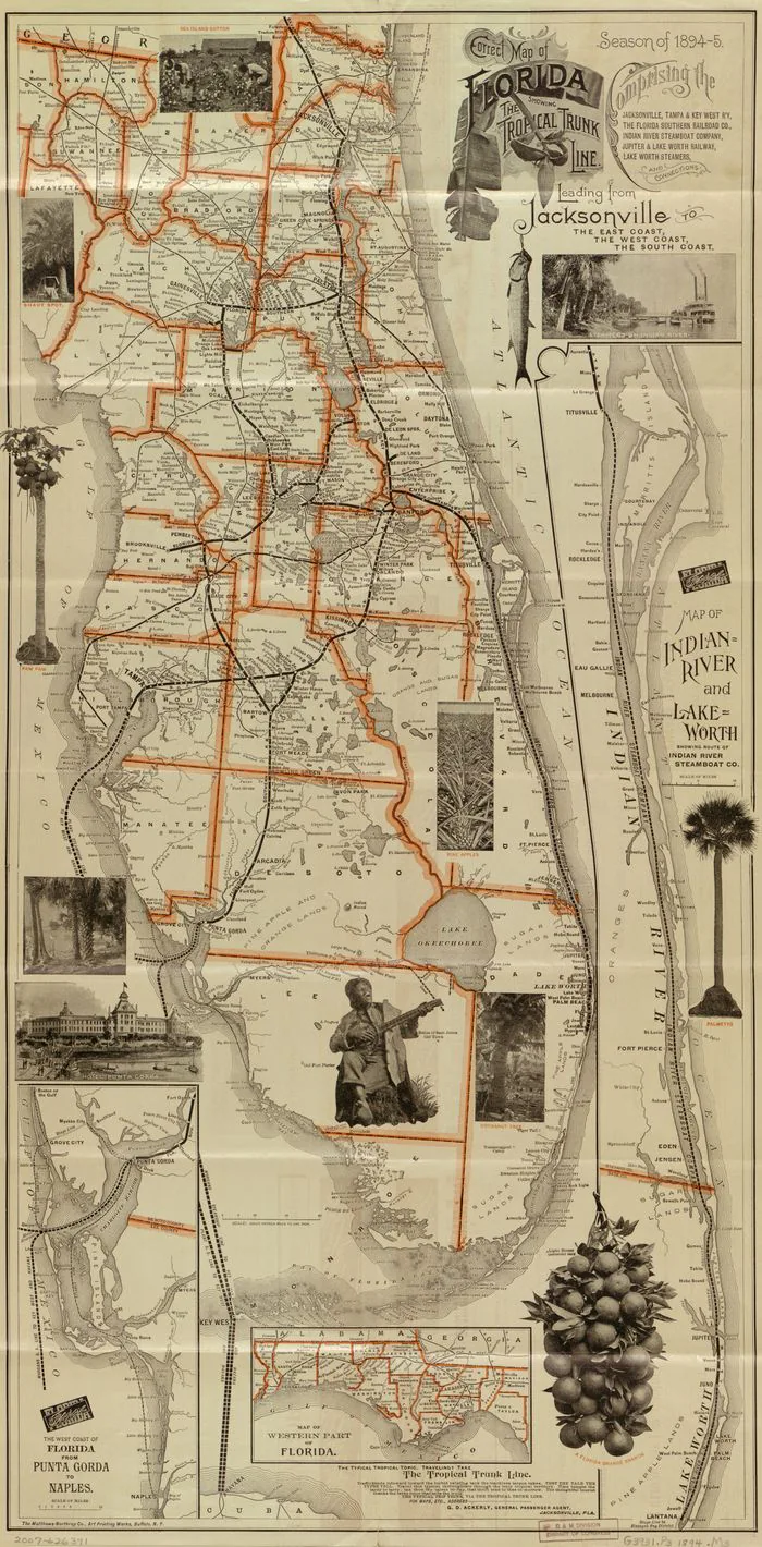 Railroad map of Florida, 1894-95.
