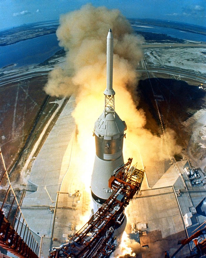 Apollo 11 lifts off, July 16, 1969.
