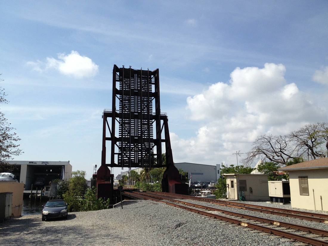 The Florida East Coast Railway's drawbridge over the New River in Fort Lauderdale, 2013.