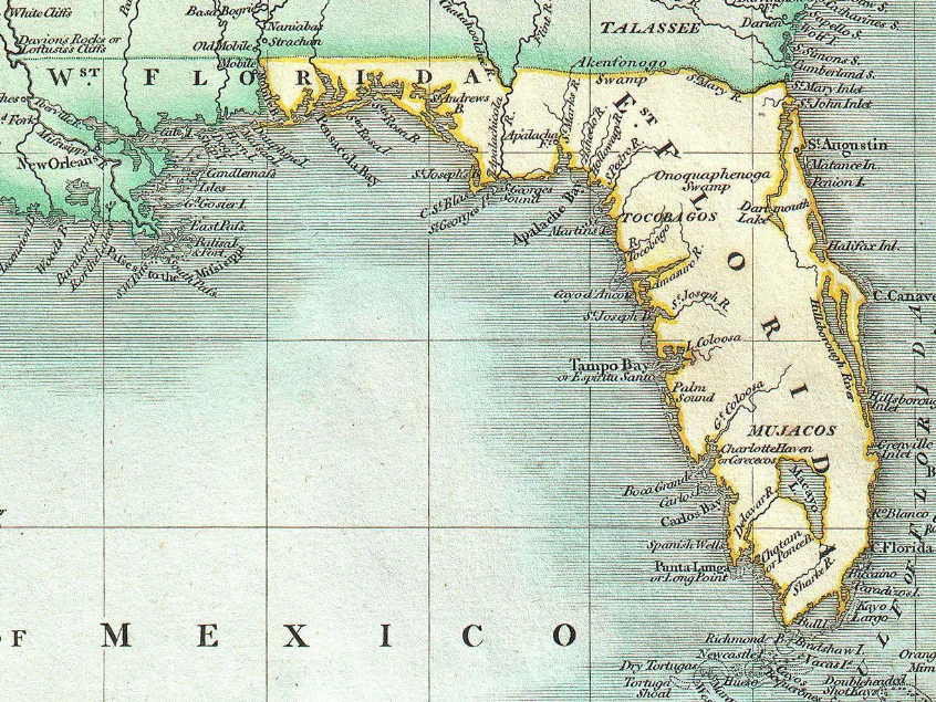 East and West Florida on John Cary's map of 1803.