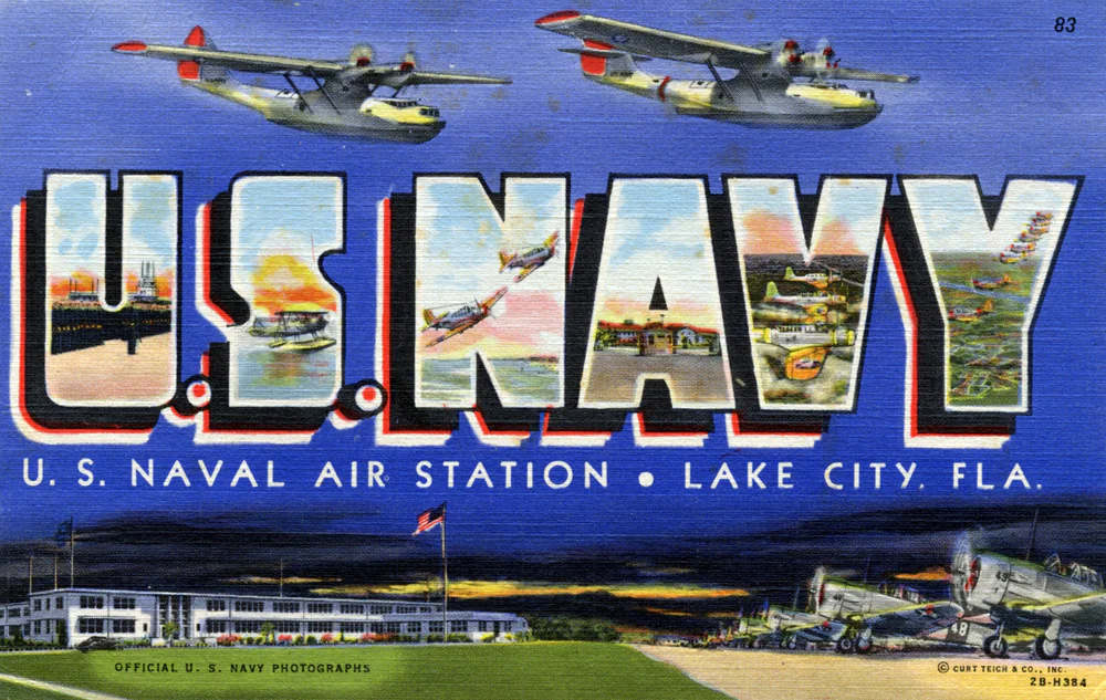 A 1942 postcard from the U.S. Naval Air Station at Lake City.