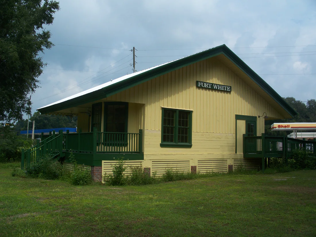 The restored train depot at Fort White, 2010.