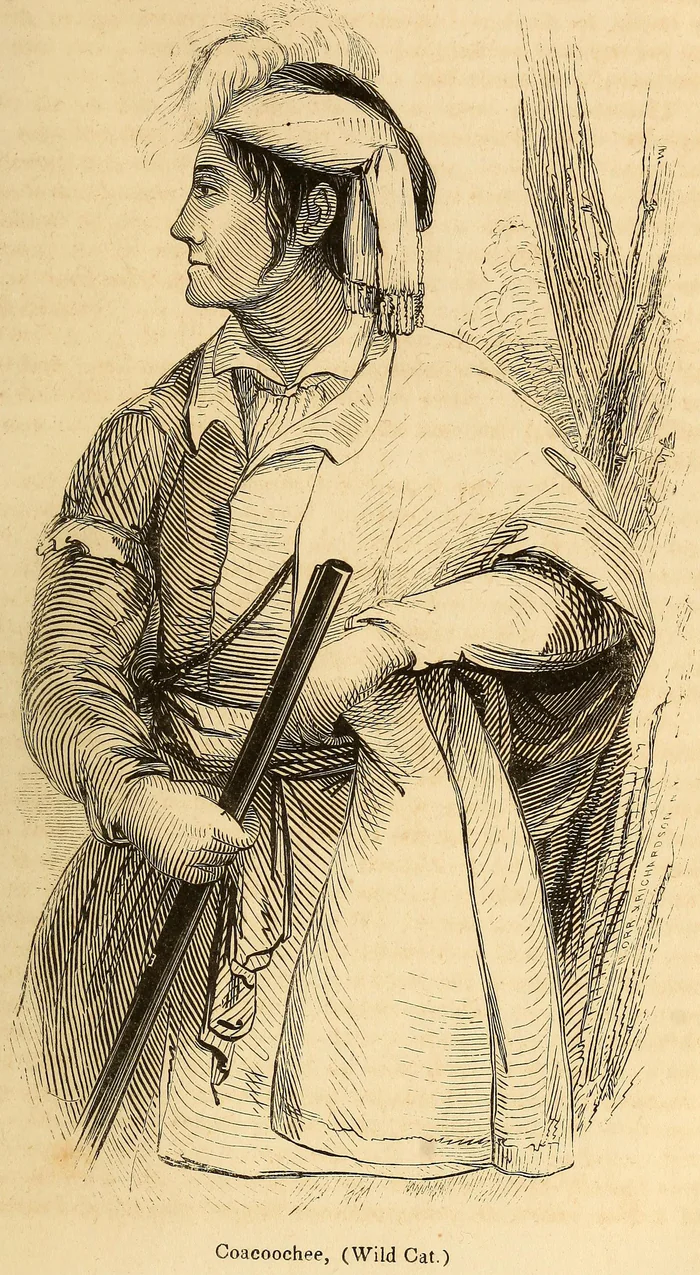 Coacoochee, or Wild Cat, the Indian leader who visited Camp Ogden in 1841, in an 1848 book.