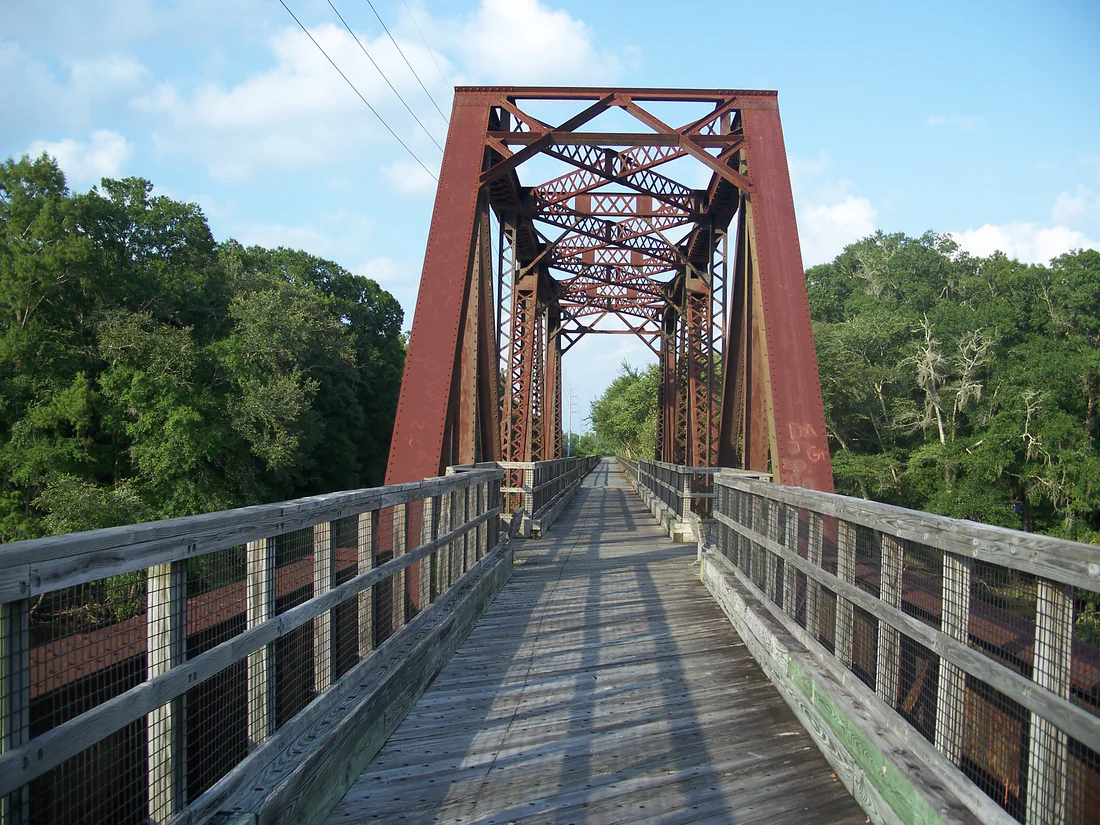 The Nature Coast State Trail crossing the old railroad trestle over the Suwannee at Old Town, 2010.