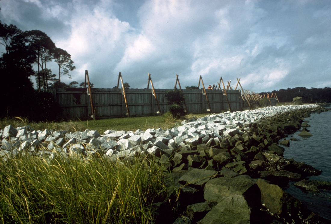 The palisades at Fort Caroline National Memorial.