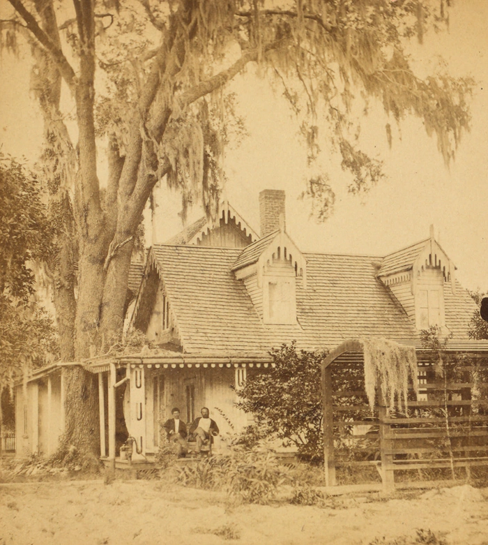 Harriet Beecher Stowe's home at Mandarin, from a stereo card.