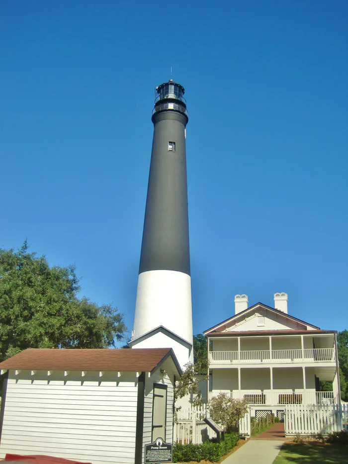 The Pensacola Lighthouse and its keepers' quarters.