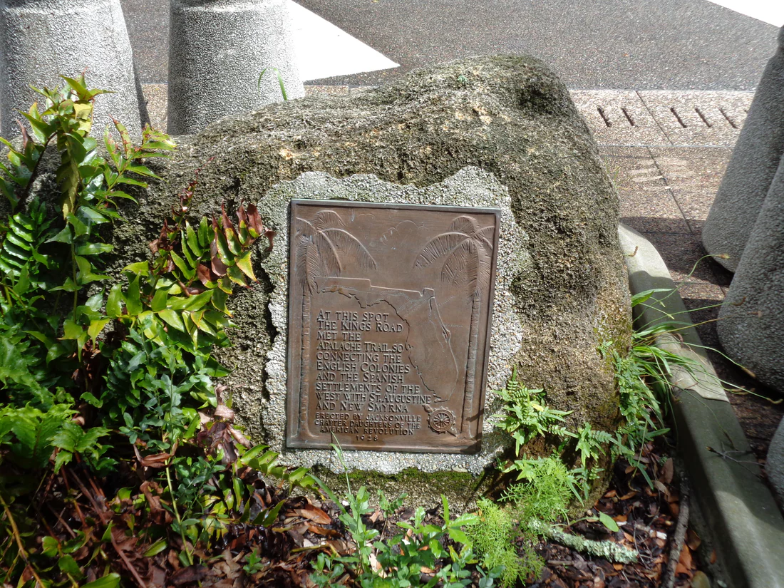 The King's Road marker in Hemming Park, Jacksonville, the Cowford end of the road from St. Augustine.