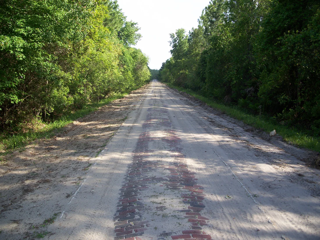 Part of the Old Brick Road, the brick Dixie Highway near Espanola.