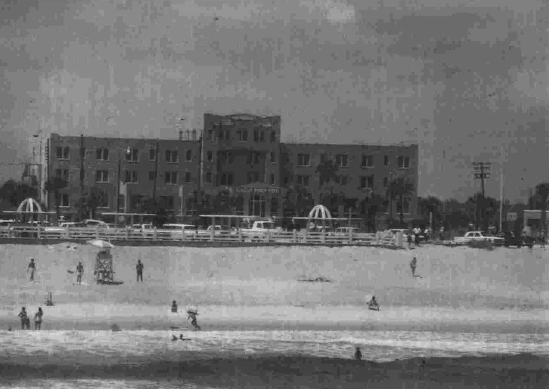 The Flagler Beach Hotel, which opened with 30 rooms in 1925, seen from the beach.