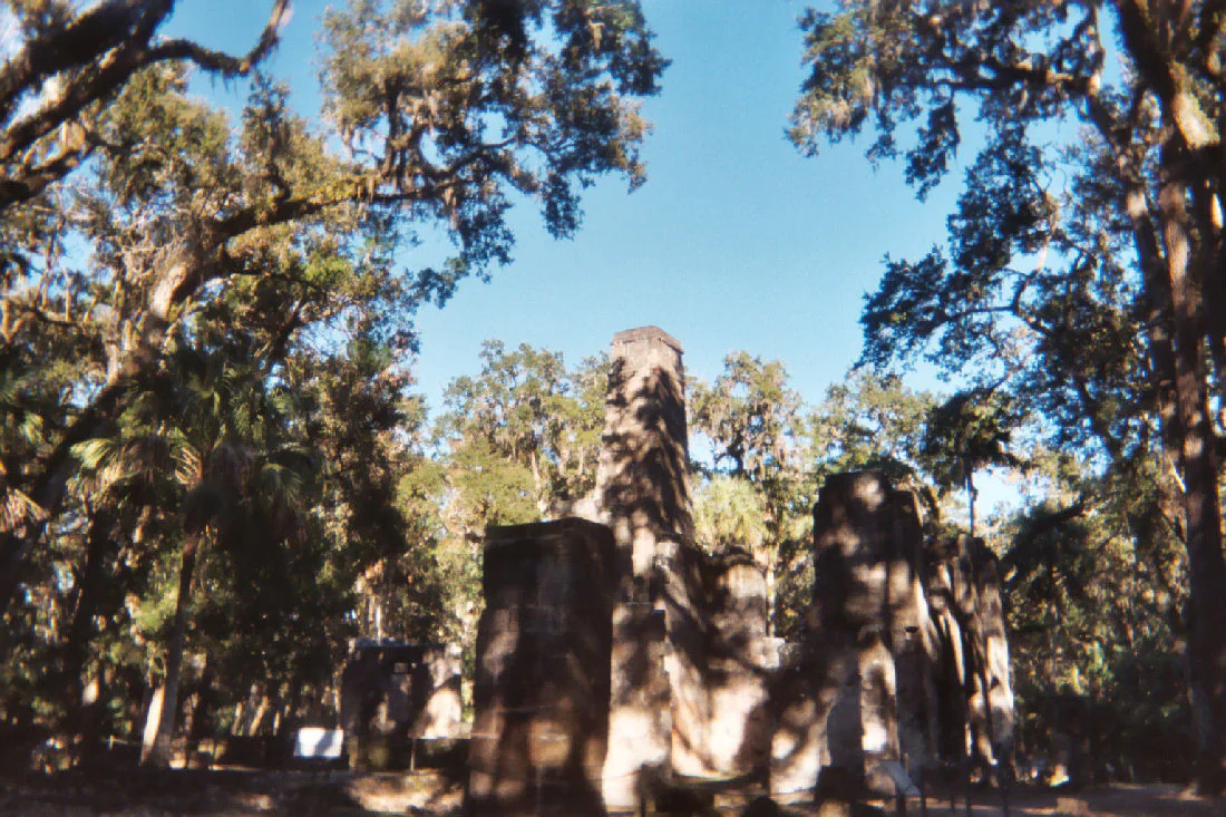 The coquina ruins of the Bulowville sugar mill, burned by Seminoles in 1836.