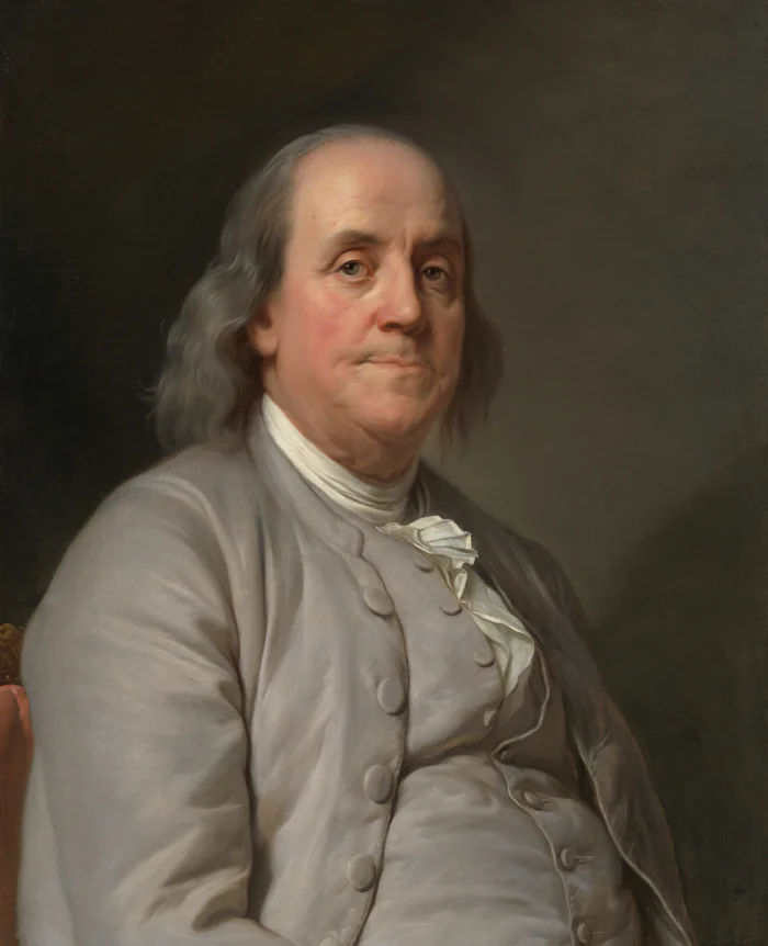 Benjamin Franklin, the county's namesake, in a painting by Joseph Duplessis from about 1785.