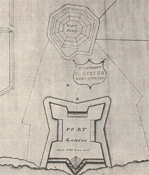 A plan of Fort Gadsden and the Negro Fort at Prospect Bluff.