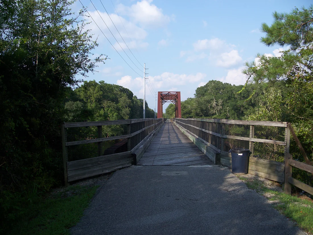 The Nature Coast State Trail crossing the Suwannee River on a trestle bridge at Old Town, 2010.