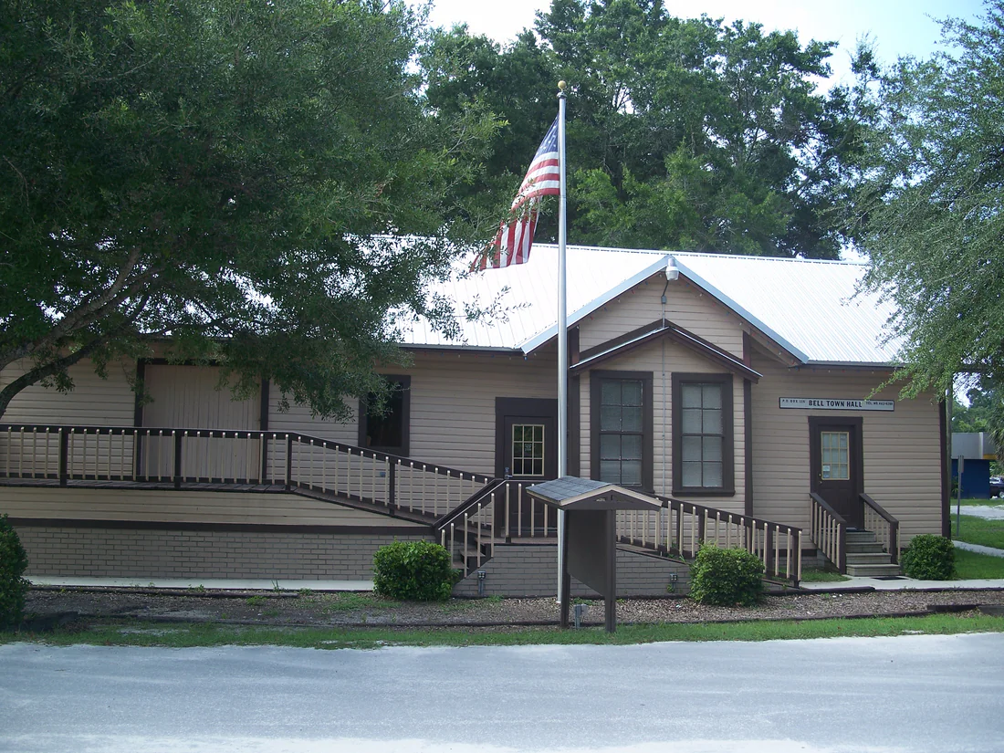 The old railroad depot at Bell, now the town hall, 2010.