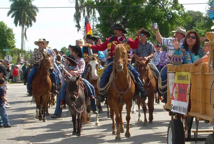 A Seminole group riding in the Chalo Nitka Festival parade, 2008.