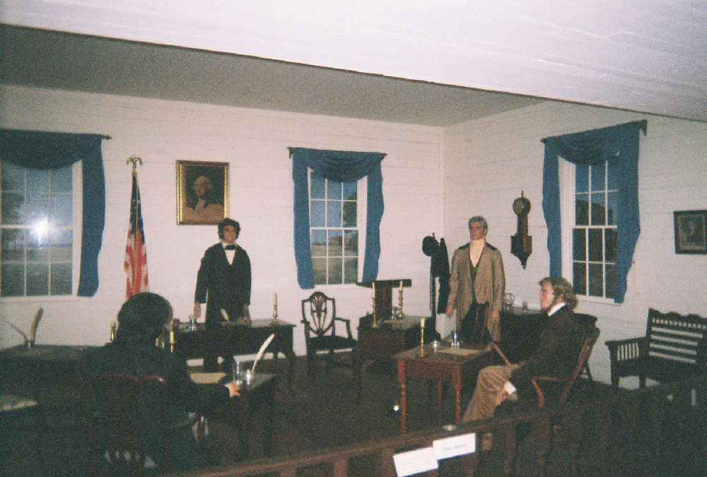 Figures in old-time dress inside the Constitution Convention Museum in Port St. Joe, 2006.