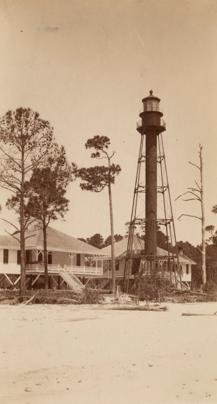 The Cape San Blas Lighthouse and a keeper's house in 1900.