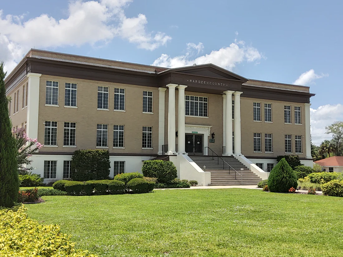 The Hardee County Courthouse in Wauchula, the town the 1921 law named as county seat.