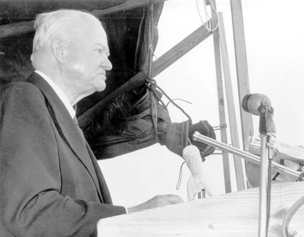 Former President Herbert Hoover speaking at Clewiston in 1961, when the lake dike named for him was dedicated.