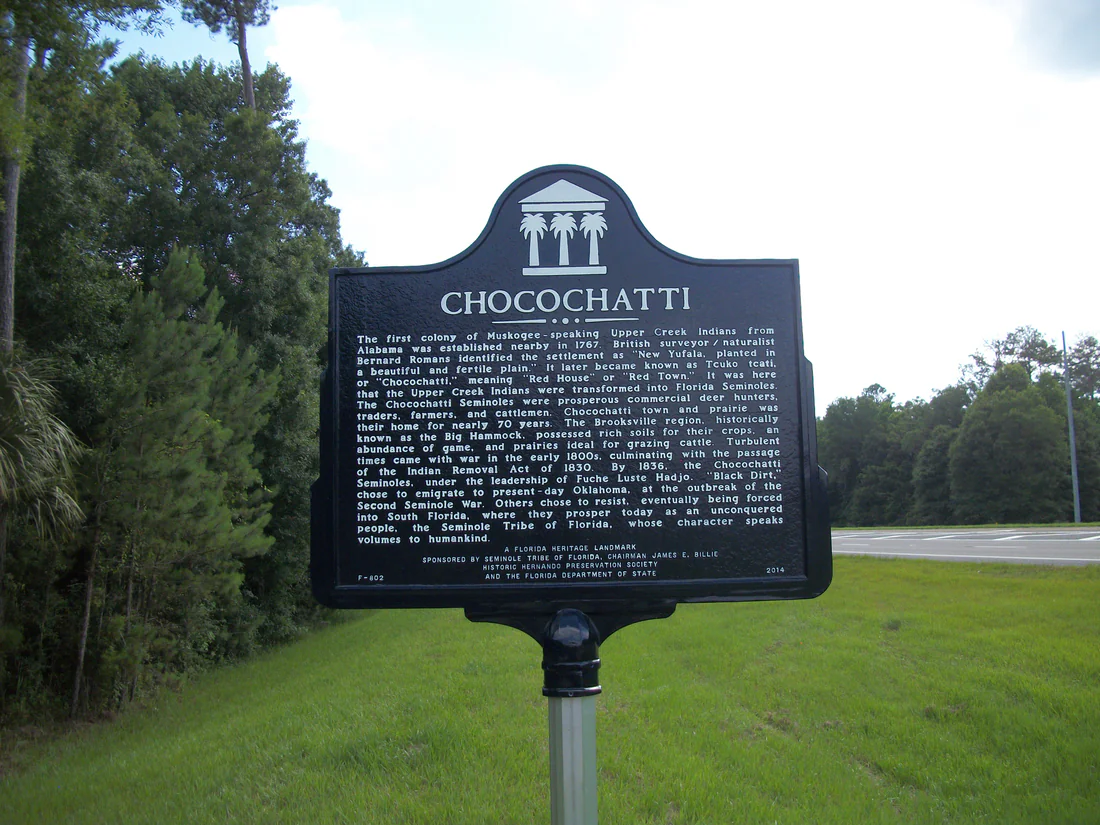 The Chocochatti marker near Brooksville.