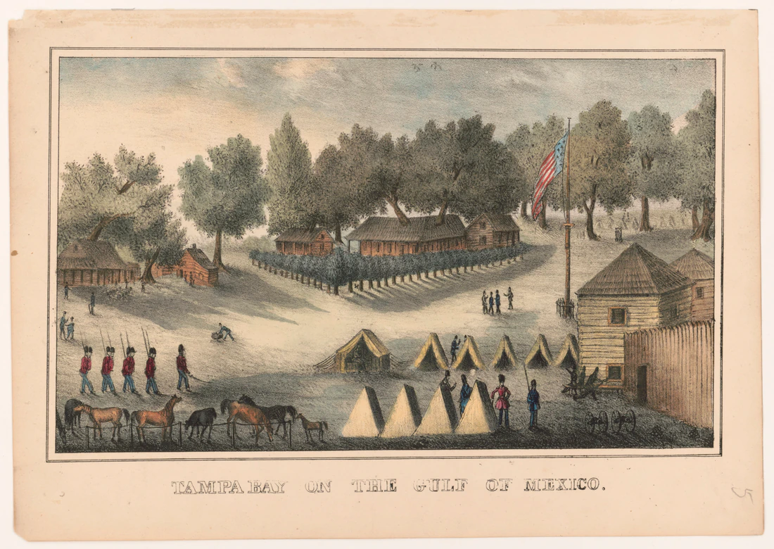 Tampa Bay, in a hand-colored lithograph from 1837. Library of Congress.