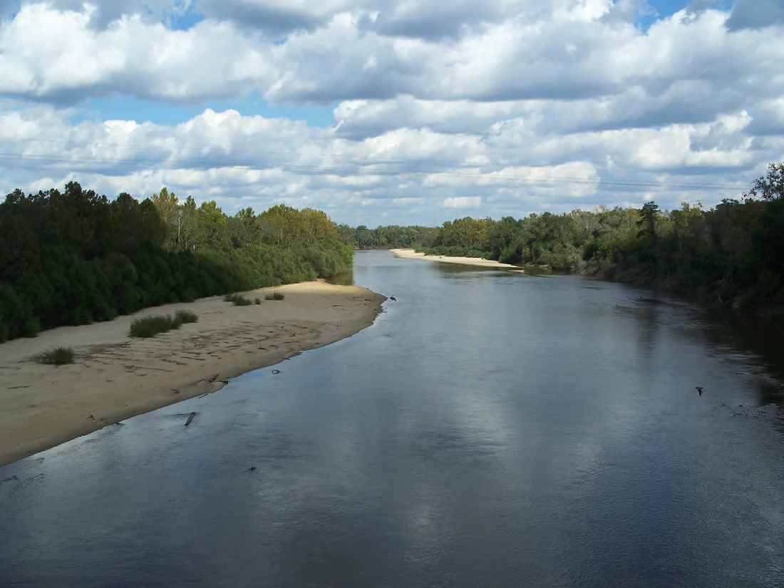 The Choctawhatchee River near Pittman, the river the county's first courthouse stood beside, 2010.