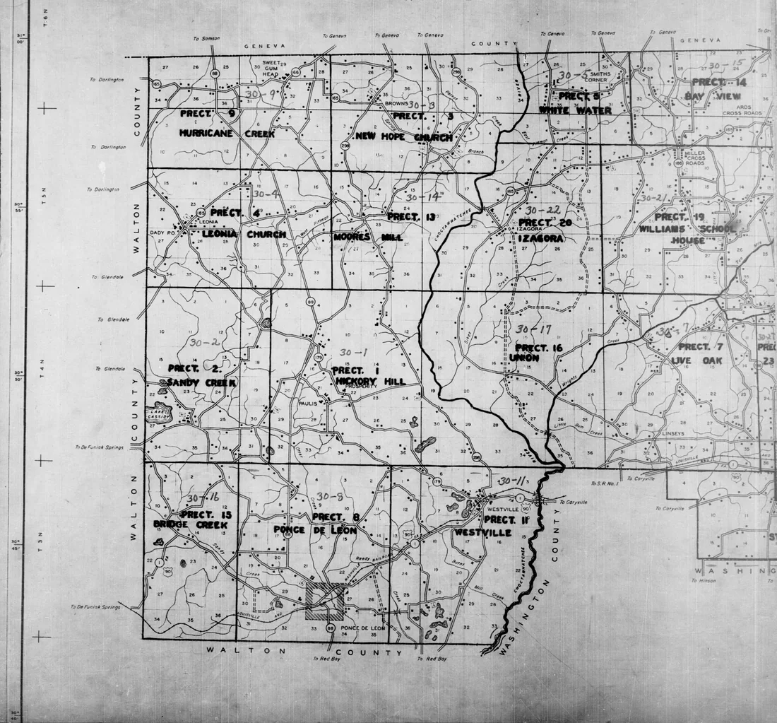 A 1940 census map of Holmes County, made three years after the 1937 report.