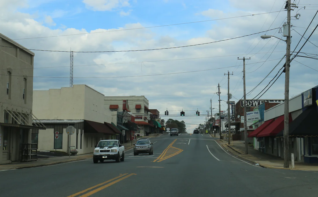 Shops in downtown Bonifay along State Road 79, which is Waukesha Street, 2017.