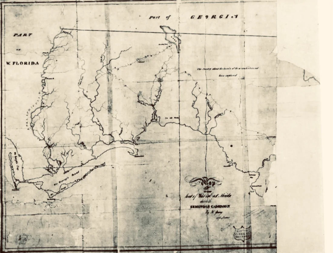 Captain Hugh Young's map of Andrew Jackson's 1818 campaign in the First Seminole War.