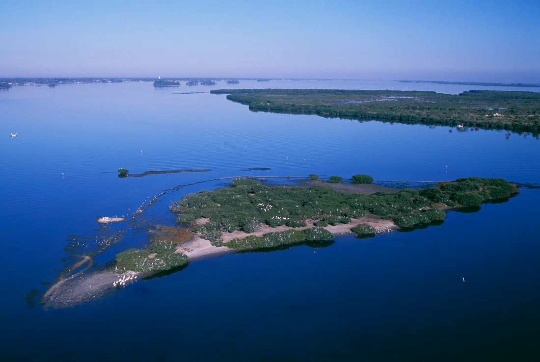 Pelican Island in the Indian River Lagoon from the air, 2003.