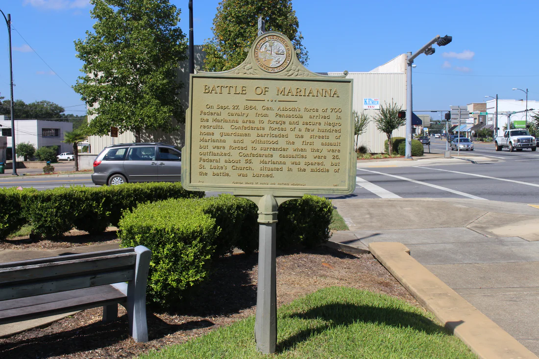 The Battle of Marianna historical marker in Marianna, 2016.