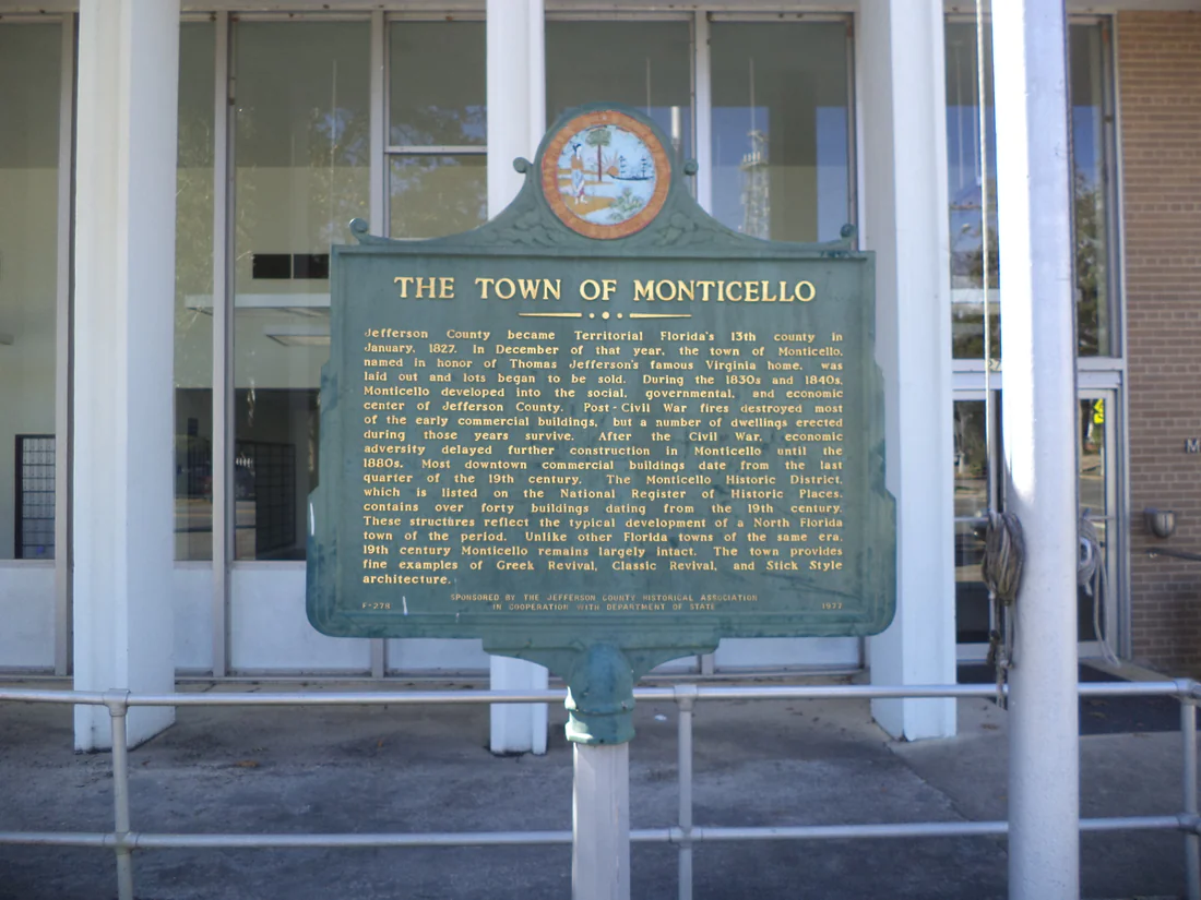 The Town of Monticello marker in front of the Monticello post office.