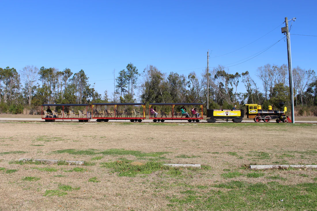 The Veterans Memorial Railroad train running through Veterans Memorial Park in Bristol.