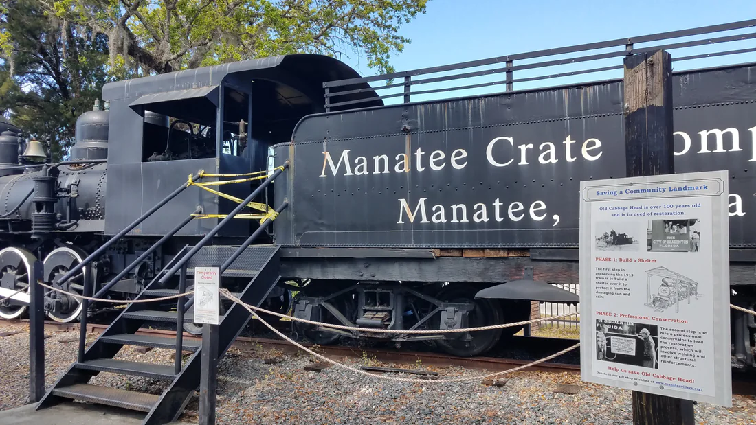 The Old Cabbage Head steam engine at Manatee Village Historical Park.