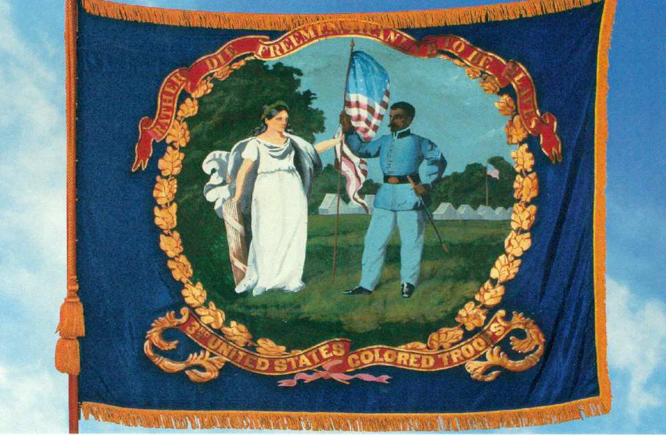 The flag of the 3rd United States Colored Troops, made in 1863.