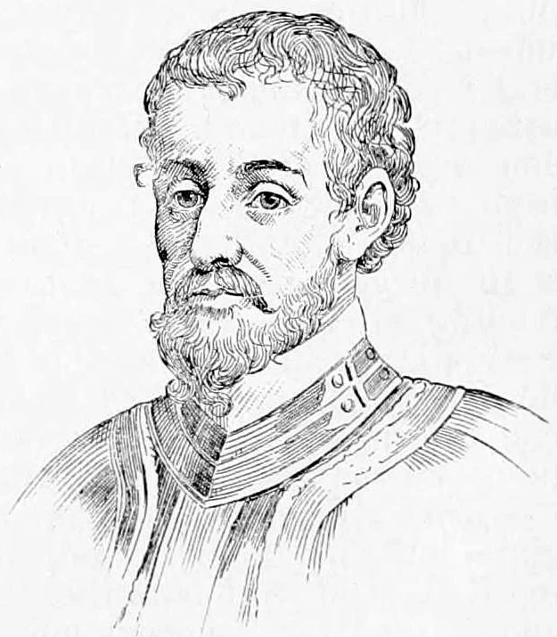 Hernando de Soto, in a drawing by Jacques Reich published in 1900.