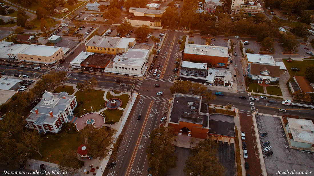 Downtown Dade City from the air.
