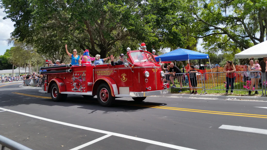 A vintage fire engine in the Chasco Fiesta street parade in New Port Richey, March 2017.