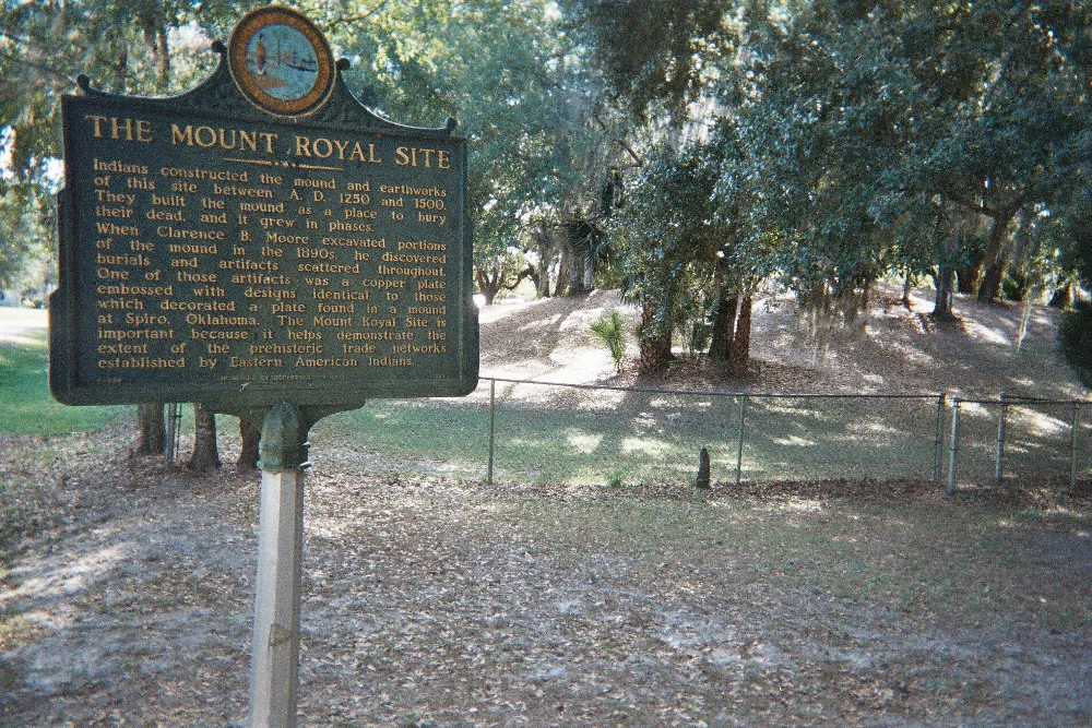 The historical marker at the Mount Royal site near Welaka, 2007.