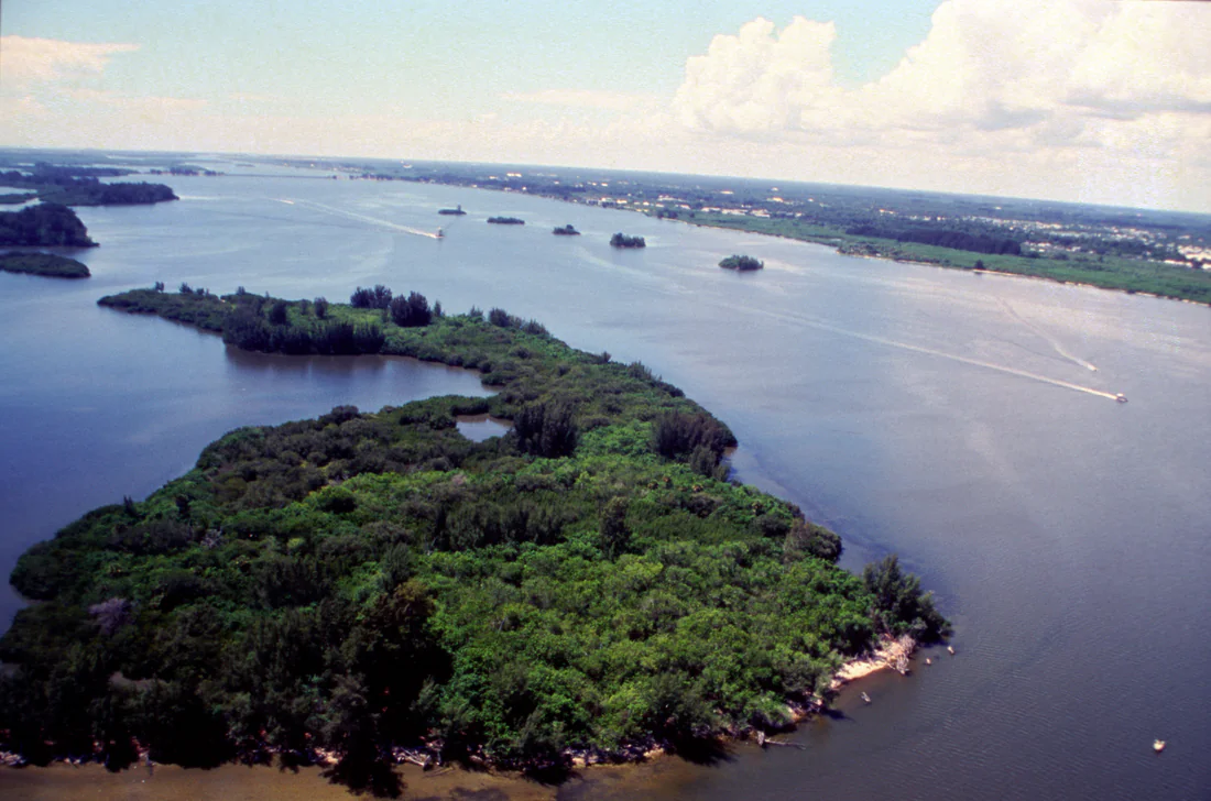 The Indian River Lagoon from the air, photographed for the U.S. Fish and Wildlife Service.