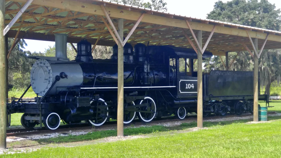 Cummer Sons Cypress Company steam locomotive No. 104, built in 1920, on display in 2016.