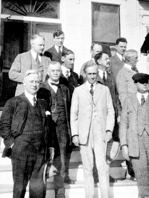 Governor Cary Hardee, in white at the front, with his staff in 1921.