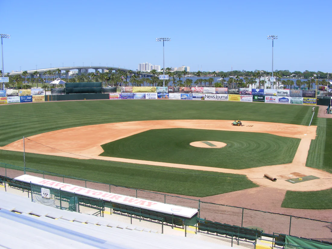 The infield at Jackie Robinson Ballpark in Daytona Beach.