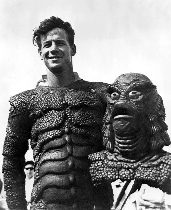 Ricou Browning in his costume from Creature from the Black Lagoon at Wakulla Springs, about 1953.