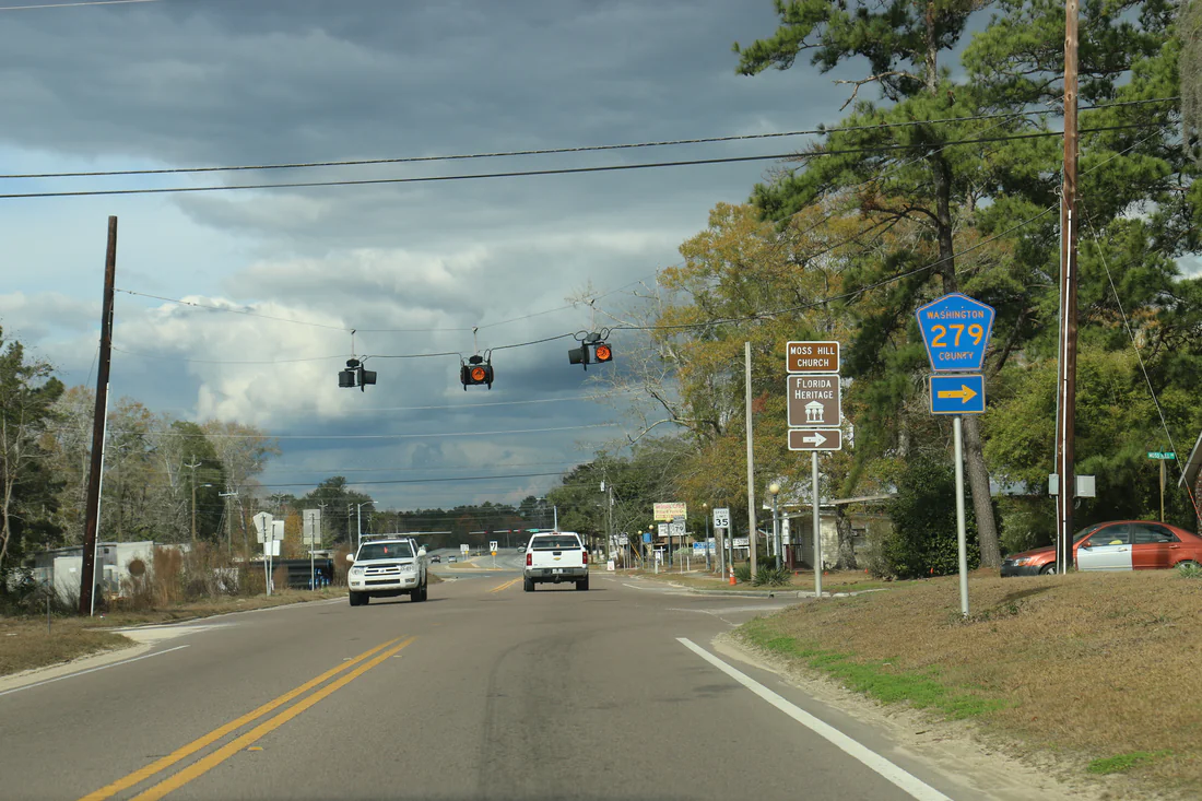 State Road 79 running through Vernon, the town where Shady Grove school stood.