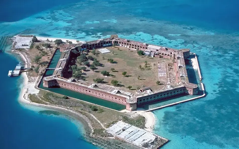 Island water and historic coastal scenery in the Florida Keys